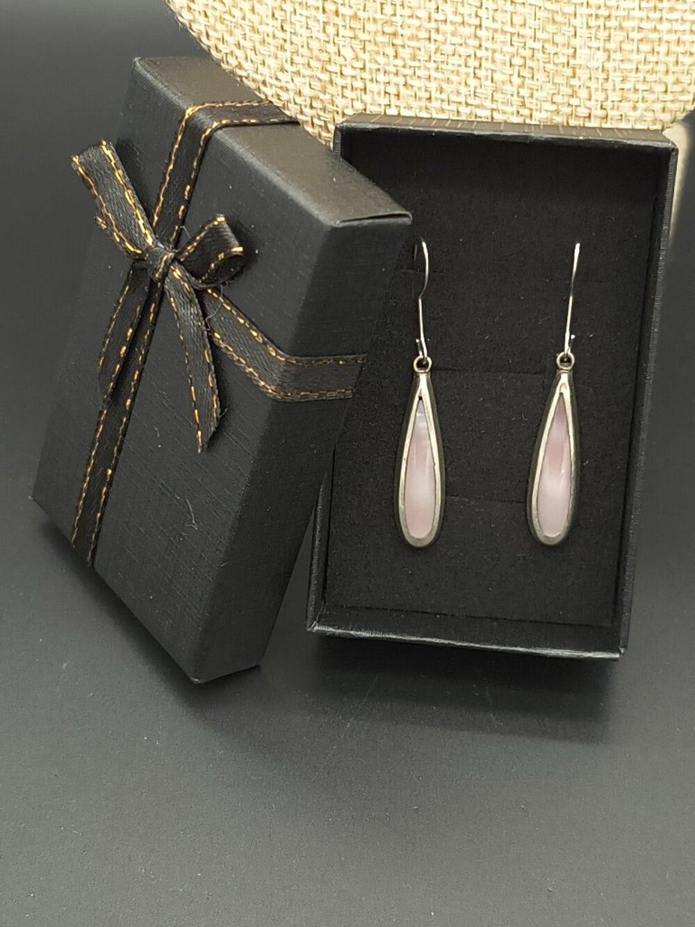 Alpaca Mexico Pink Teardrop Earrings | Vintage Artisan Silverwork